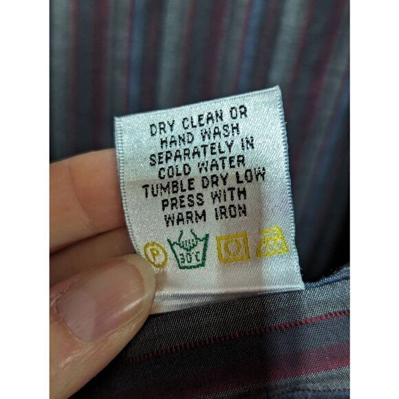 Bugatchi Uomo Mens XL Paisley Striped Button Front Long Sleeve Shirt - Picture 6 of 7